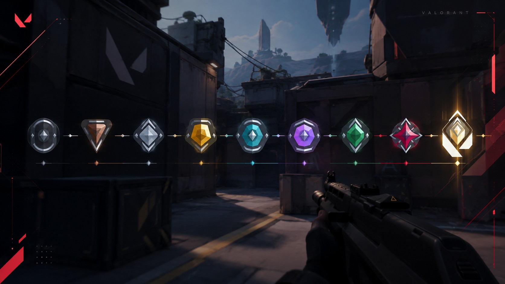 Valorant rank progression from Iron through Radiant
